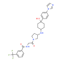 ChemSpider 2D Image | N-{2-[(3S)-3-({4-Hydroxy-4-[4-(1H-imidazol-1-yl)phenyl]cyclohexyl}amino)-1-pyrrolidinyl]-2-oxoethyl}-3-(trifluoromethyl)benzamide | C29H32F3N5O3