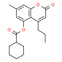 ChemSpider 2D Image | 7-Methyl-2-oxo-4-propyl-2H-chromen-5-yl cyclohexanecarboxylate | C20H24O4