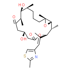 ChemSpider 2D Image | (1S,2R,3S,7R,10R,11S,12S,16R)-7,11-Dihydroxy-2,10,12,16-tetramethyl-3-[(1E)-1-(2-methyl-1,3-thiazol-4-yl)-1-propen-2-yl]-4,17-dioxabicyclo[14.1.0]heptadecane-5,9-dione | C26H39NO6S