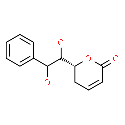 ChemSpider 2D Image | (6R)-6-[(1R)-1,2-Dihydroxy-2-phenylethyl]-5,6-dihydro-2H-pyran-2-one | C13H14O4