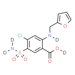 ChemSpider 2D Image | 4-Chloro-2-[(2-furylmethyl)(~2~H)amino]-5-(~2~H_2_)sulfamoyl(O-~2~H)benzoic acid | C12H7D4ClN2O5S