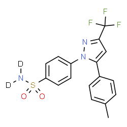 ChemSpider 2D Image | 4-[5-(4-Methylphenyl)-3-(trifluoromethyl)-1H-pyrazol-1-yl]benzene(~2~H_2_)sulfonamide | C17H12D2F3N3O2S