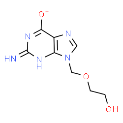 ChemSpider 2D Image | 9-[(2-Hydroxyethoxy)methyl]-2-imino-3,9-dihydro-2H-purin-6-olate | C8H10N5O3