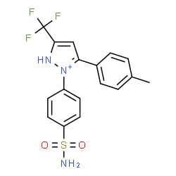 ChemSpider 2D Image | 3-(4-Methylphenyl)-2-(4-sulfamoylphenyl)-5-(trifluoromethyl)-1H-pyrazol-2-ium | C17H15F3N3O2S