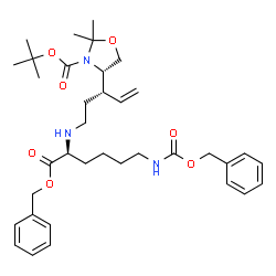 ChemSpider 2D Image | Benzyl N~6~-[(benzyloxy)carbonyl]-N~2~-{(3S)-3-[(4S)-2,2-dimethyl-3-{[(2-methyl-2-propanyl)oxy]carbonyl}-1,3-oxazolidin-4-yl]-4-penten-1-yl}-L-lysinate | C36H51N3O7