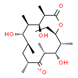 ChemSpider 2D Image | (3R,4S,5R,6S,7S,9R,11R,12S,13R,14R)-14-Ethyl-4,6,12-trihydroxy-3,5,7,9,11,13-hexamethyloxacyclotetradecane-2,10-(10-~18~O)dione | C21H38O518O