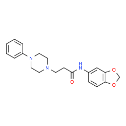 ChemSpider 2D Image | N-(1,3-Benzodioxol-5-yl)-3-(4-phenyl-1-piperazinyl)propanamide | C20H23N3O3