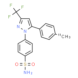 ChemSpider 2D Image | 4-{5-[4-(~11~C)Methylphenyl]-3-(trifluoromethyl)-1H-pyrazol-1-yl}benzenesulfonamide | C1611CH14F3N3O2S