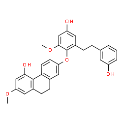 ChemSpider 2D Image | 7-{4-Hydroxy-2-[2-(3-hydroxyphenyl)ethyl]-6-methoxyphenoxy}-2-methoxy-9,10-dihydro-4-phenanthrenol | C30H28O6