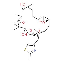 ChemSpider 2D Image | (1S,16R)-7,11-Dihydroxy-8,8,10,12-tetramethyl-3-[(1E)-1-(2-methyl-1,3-thiazol-4-yl)-1-propen-2-yl](17-~18~O)-4,17-dioxabicyclo[14.1.0]heptadecane-5,9-dione | C26H39NO518OS