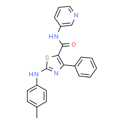 ChemSpider 2D Image | 2-[(4-Methylphenyl)amino]-4-phenyl-N-(3-pyridinyl)-1,3-thiazole-5-carboxamide | C22H18N4OS
