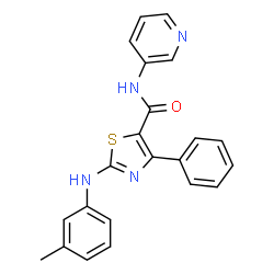 ChemSpider 2D Image | 2-[(3-Methylphenyl)amino]-4-phenyl-N-(3-pyridinyl)-1,3-thiazole-5-carboxamide | C22H18N4OS