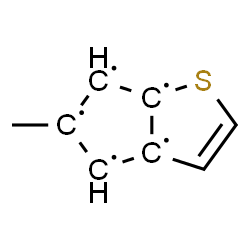 ChemSpider 2D Image | 5-Methyl-5,6-dihydro-3aH-cyclopenta[b]thiene-3a,4,5,6,6a(4H)-pentayl | C8H7S