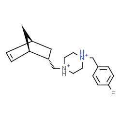 ChemSpider 2D Image | 1-[(1R,2S,4S)-Bicyclo[2.2.1]hept-5-en-2-ylmethyl]-4-(4-fluorobenzyl)piperazinediium | C19H27FN2