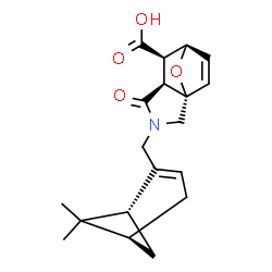 ChemSpider 2D Image | (1S,5S,6R,7R)-3-{[(1R,5S)-6,6-Dimethylbicyclo[3.1.1]hept-2-en-2-yl]methyl}-4-oxo-10-oxa-3-azatricyclo[5.2.1.0~1,5~]dec-8-ene-6-carboxylic acid | C19H23NO4