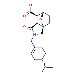 ChemSpider 2D Image | (1R,5S,6R,7S)-3-{[(4S)-4-Isopropenyl-1-cyclohexen-1-yl]methyl}-4-oxo-10-oxa-3-azatricyclo[5.2.1.0~1,5~]dec-8-ene-6-carboxylic acid | C19H23NO4
