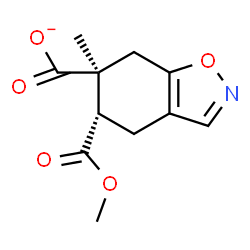 ChemSpider 2D Image | (5S,6S)-5-(Methoxycarbonyl)-6-methyl-4,5,6,7-tetrahydro-1,2-benzoxazole-6-carboxylate | C11H12NO5