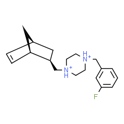 ChemSpider 2D Image | 1-[(1R,2R,4S)-Bicyclo[2.2.1]hept-5-en-2-ylmethyl]-4-(3-fluorobenzyl)piperazinediium | C19H27FN2