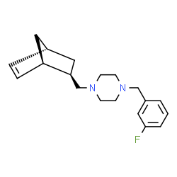 ChemSpider 2D Image | 1-[(1R,2R,4R)-Bicyclo[2.2.1]hept-5-en-2-ylmethyl]-4-(3-fluorobenzyl)piperazine | C19H25FN2
