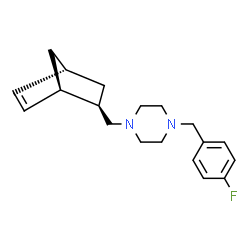 ChemSpider 2D Image | 1-[(1R,2R,4R)-Bicyclo[2.2.1]hept-5-en-2-ylmethyl]-4-(4-fluorobenzyl)piperazine | C19H25FN2