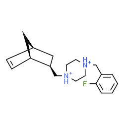 ChemSpider 2D Image | 1-[(1R,2R,4S)-Bicyclo[2.2.1]hept-5-en-2-ylmethyl]-4-(2-fluorobenzyl)piperazinediium | C19H27FN2