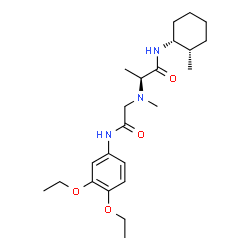 ChemSpider 2D Image | N~2~-{2-[(3,4-Diethoxyphenyl)amino]-2-oxoethyl}-N~2~-methyl-N-[(1R,2S)-2-methylcyclohexyl]-L-alaninamide | C23H37N3O4