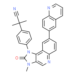 ChemSpider 2D Image | 2-Methyl-2-{4-[3-methyl-2-oxo-8-(6-quinolinyl)-2,3-dihydro-1H-imidazo[4,5-c]quinolin-1-yl]phenyl}propanenitrile | C30H23N5O