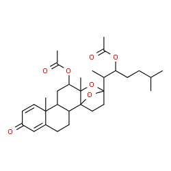ChemSpider 2D Image | 2-(13-Acetoxy-10,14-dimethyl-7-oxo-15,19-dioxapentacyclo[14.2.1.0~1,14~.0~2,11~.0~5,10~]nonadeca-5,8-dien-16-yl)-6-methyl-3-heptanyl acetate | C31H44O7