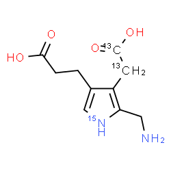 ChemSpider 2D Image | 3-[5-(Aminomethyl)-4-[(~13~C)carboxy(~13~C)methyl](~15~N)-1H-pyrrol-3-yl]propanoic acid | C813C2H14N15NO4