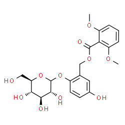 ChemSpider 2D Image | 2-(D-Glucopyranosyloxy)-5-hydroxybenzyl 2,6-dimethoxybenzoate | C22H26O11