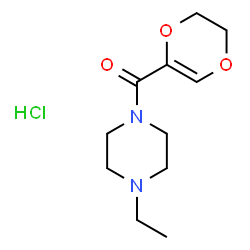 ChemSpider 2D Image | 5,6-Dihydro-1,4-dioxin-2-yl(4-ethyl-1-piperazinyl)methanone hydrochloride (1:1) | C11H19ClN2O3