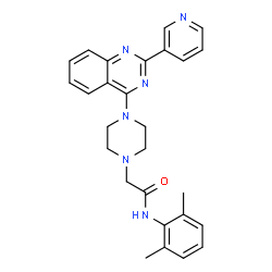ChemSpider 2D Image | N-(2,6-Dimethylphenyl)-2-{4-[2-(3-pyridinyl)-4-quinazolinyl]-1-piperazinyl}acetamide | C27H28N6O