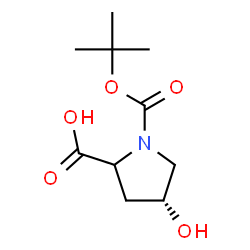 ChemSpider 2D Image | (4R)-4-Hydroxy-1-{[(2-methyl-2-propanyl)oxy]carbonyl}proline | C10H17NO5