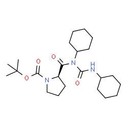 ChemSpider 2D Image | 2-Methyl-2-propanyl (2R)-2-[cyclohexyl(cyclohexylcarbamoyl)carbamoyl]-1-pyrrolidinecarboxylate | C23H39N3O4