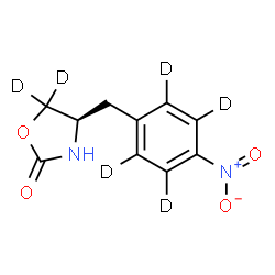 ChemSpider 2D Image | (4R)-4-{[4-Nitro(~2~H_4_)phenyl]methyl}(5,5-~2~H_2_)-1,3-oxazolidin-2-one | C10H4D6N2O4