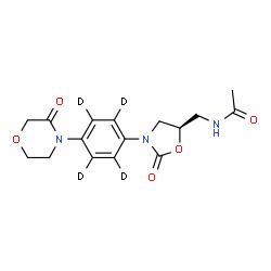 ChemSpider 2D Image | N-({(5R)-2-Oxo-3-[4-(3-oxo-4-morpholinyl)(~2~H_4_)phenyl]-1,3-oxazolidin-5-yl}methyl)acetamide | C16H15D4N3O5