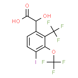 ChemSpider 2D Image | Hydroxy[4-iodo-3-(trifluoromethoxy)-2-(trifluoromethyl)phenyl]acetic acid | C10H5F6IO4
