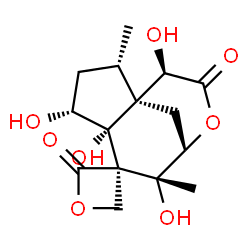 ChemSpider 2D Image | (1S,2S,4R,5R,6R,7R,11R)-4,5,7,11-Tetrahydroxy-2,7-dimethyl-10H-spiro[9-oxatricyclo[6.3.1.0~1,5~]dodecane-6,3'-oxetane]-2',10-dione | C15H20O8