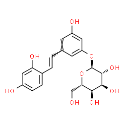 ChemSpider 2D Image | 3-[(E)-2-(2,4-Dihydroxyphenyl)vinyl]-5-hydroxyphenyl alpha-L-altropyranoside | C20H22O9