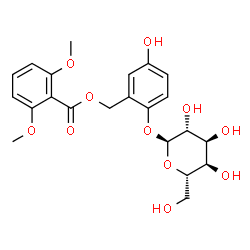 ChemSpider 2D Image | 2-(alpha-L-Altropyranosyloxy)-5-hydroxybenzyl 2,6-dimethoxybenzoate | C22H26O11