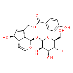 ChemSpider 2D Image | [(1R,4aS,5R,7aR)-1-(alpha-L-Altropyranosyloxy)-5-hydroxy-1,4a,5,7a-tetrahydrocyclopenta[c]pyran-7-yl]methyl 4-hydroxybenzoate | C22H26O11