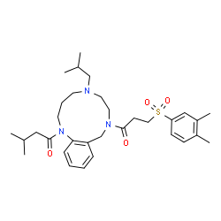ChemSpider 2D Image | 1-(8-{3-[(3,4-Dimethylphenyl)sulfonyl]propanoyl}-5-isobutyl-2,3,4,5,6,7,8,9-octahydro-1H-1,5,8-benzotriazacycloundecin-1-yl)-3-methyl-1-butanone | C32H47N3O4S