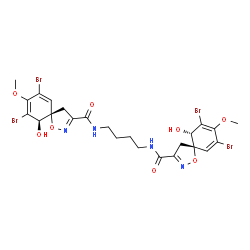 ChemSpider 2D Image | (5S,10R,5'S,10'S)-N,N'-1,4-Butanediylbis(7,9-dibromo-10-hydroxy-8-methoxy-1-oxa-2-azaspiro[4.5]deca-2,6,8-triene-3-carboxamide) | C24H26Br4N4O8