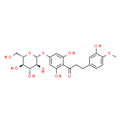 ChemSpider 2D Image | 3,5-Dihydroxy-4-[3-(3-hydroxy-4-methoxyphenyl)propanoyl]phenyl beta-L-glucopyranoside | C22H26O11
