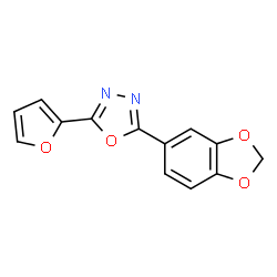 ChemSpider 2D Image | 2-(1,3-Benzodioxol-5-yl)-5-(2-furyl)-1,3,4-oxadiazole | C13H8N2O4