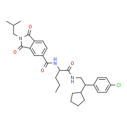 ChemSpider 2D Image | N-(1-{[2-(4-Chlorophenyl)-2-cyclopentylethyl]amino}-1-oxo-2-pentanyl)-2-isobutyl-1,3-dioxo-5-isoindolinecarboxamide | C31H38ClN3O4