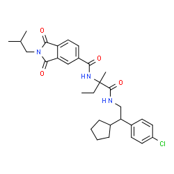 ChemSpider 2D Image | N-(1-{[2-(4-Chlorophenyl)-2-cyclopentylethyl]amino}-2-methyl-1-oxo-2-butanyl)-2-isobutyl-1,3-dioxo-5-isoindolinecarboxamide | C31H38ClN3O4