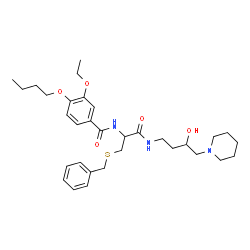 ChemSpider 2D Image | N-[3-(Benzylsulfanyl)-1-{[3-hydroxy-4-(1-piperidinyl)butyl]amino}-1-oxo-2-propanyl]-4-butoxy-3-ethoxybenzamide | C32H47N3O5S