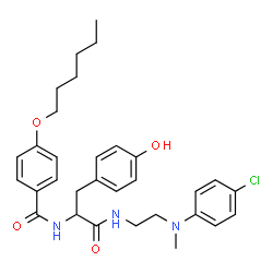 ChemSpider 2D Image | N-{2-[(4-Chlorophenyl)(methyl)amino]ethyl}-Nalpha-[4-(hexyloxy)benzoyl]tyrosinamide | C31H38ClN3O4