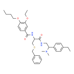 ChemSpider 2D Image | N-[3-(Benzylsulfanyl)-1-{[2-(dimethylamino)-2-(4-ethylphenyl)ethyl]amino}-1-oxo-2-propanyl]-4-butoxy-3-ethoxybenzamide | C35H47N3O4S